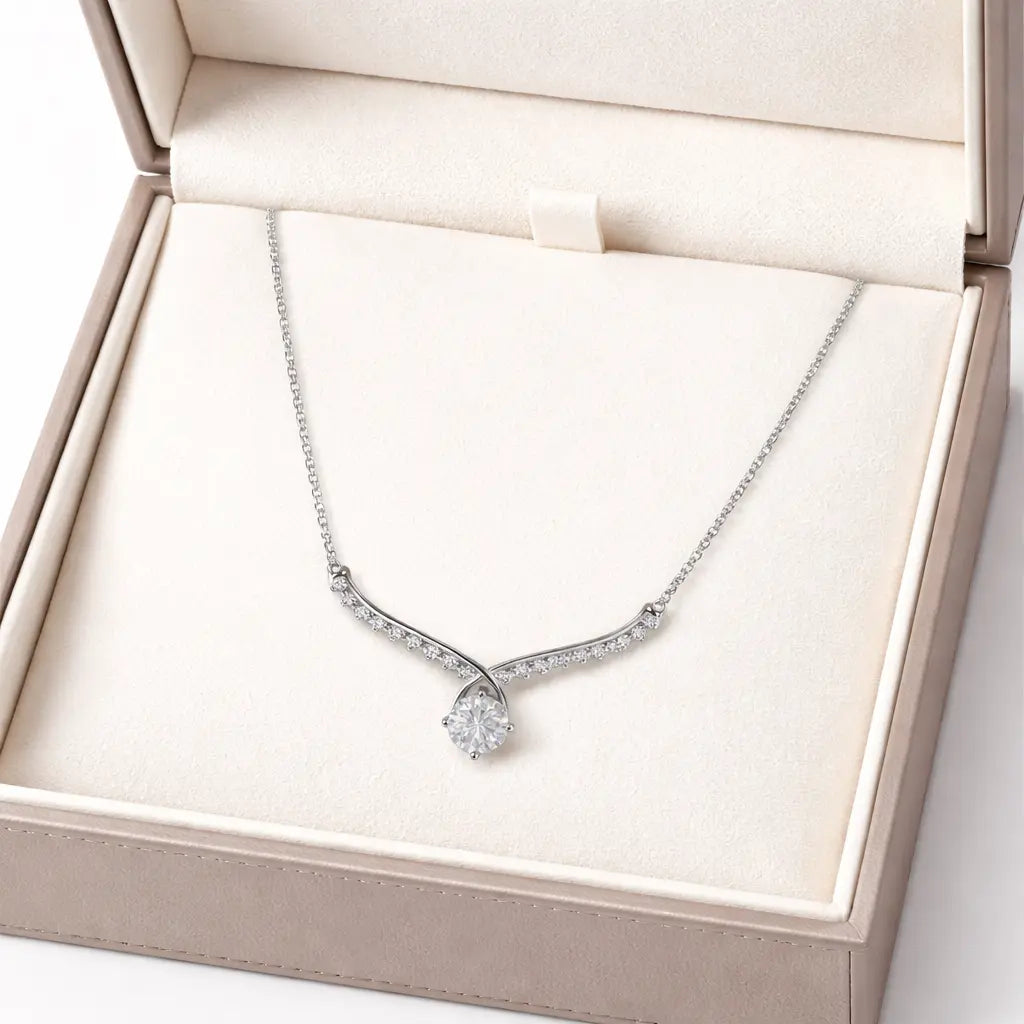 XL50 1 CT Sterling Silver S925 Moissanite Diamond Necklace 50%offamazon