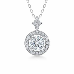 XL44 1 CT Sterling Silver S925 Moissanite Diamond Necklace 50%offamazon
