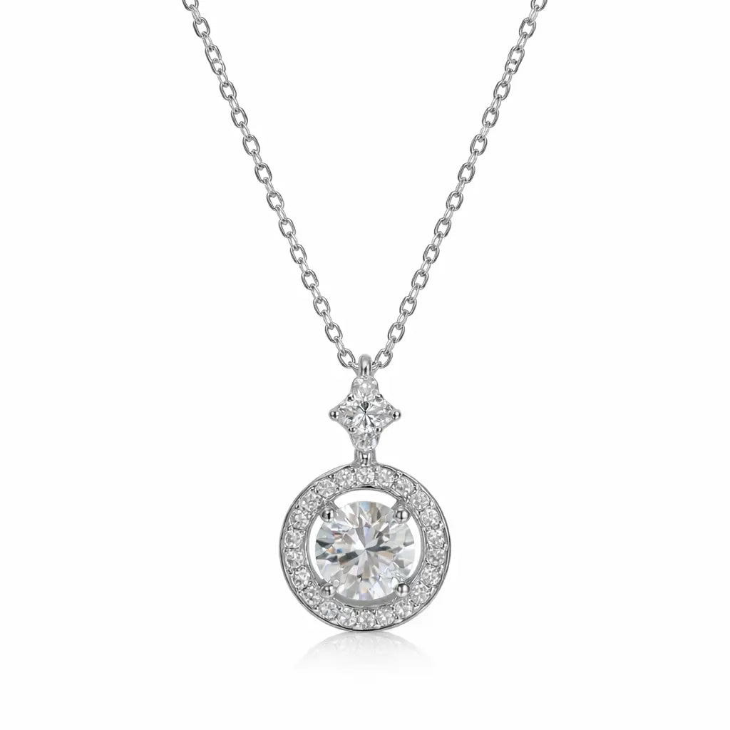 XL44 1 CT Sterling Silver S925 Moissanite Diamond Necklace 50%offamazon
