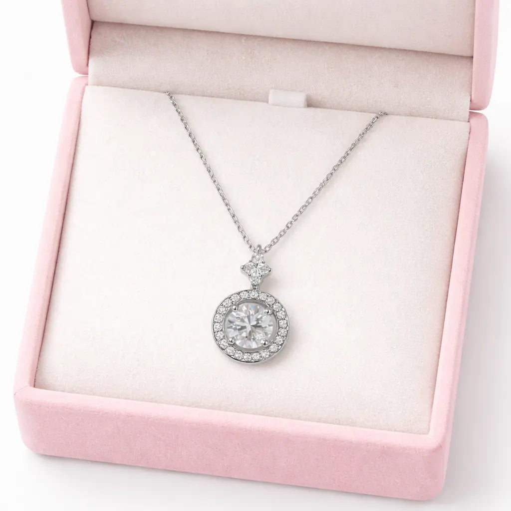 XL44 1 CT Sterling Silver S925 Moissanite Diamond Necklace 50%offamazon