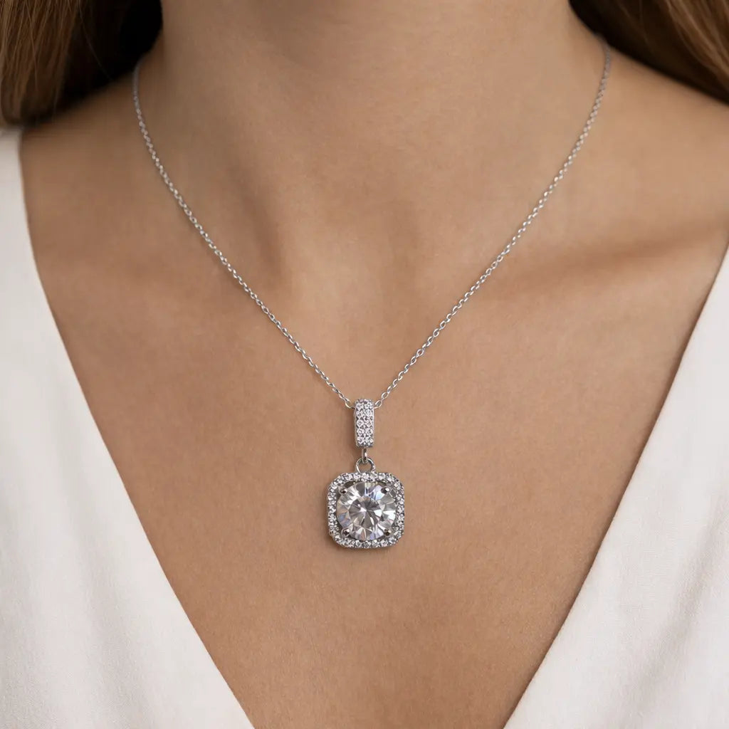 XL30 2 CT Sterling Silver S925 Moissanite Diamond Necklace 50%offamazon