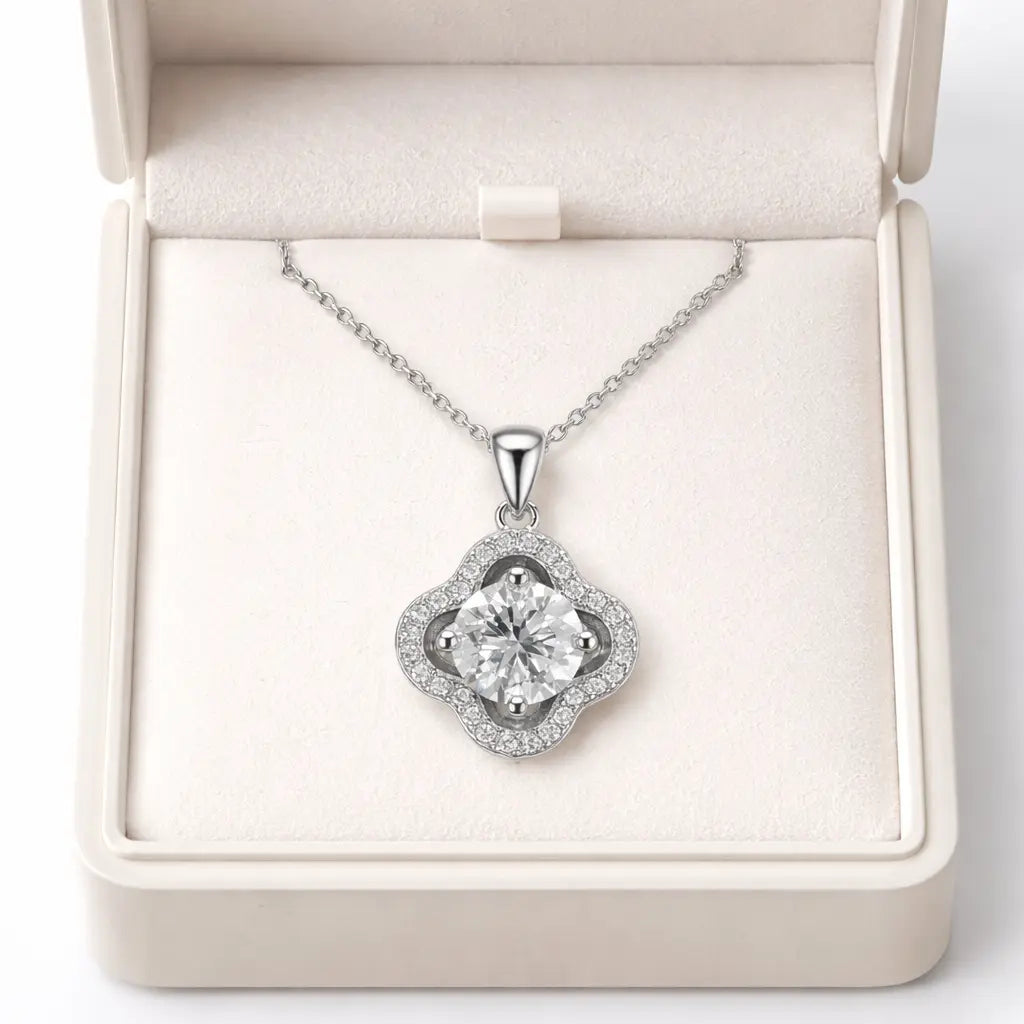 XL53 1CT Sterling Silver S925 Moissanite Diamond Necklace 50%offamazon