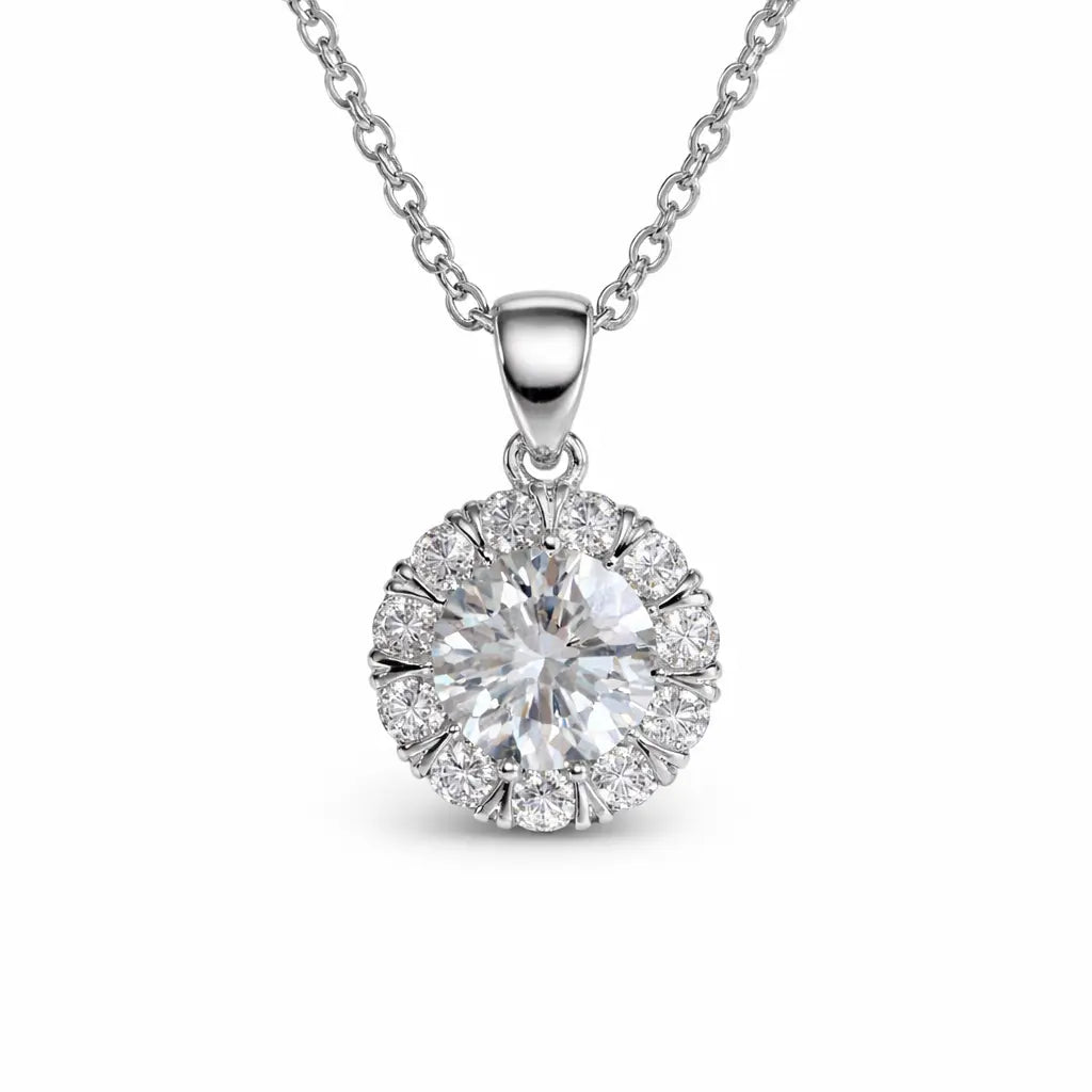 XL15 1CT Sterling Silver S925 Moissanite Diamond Necklace 50%offamazon