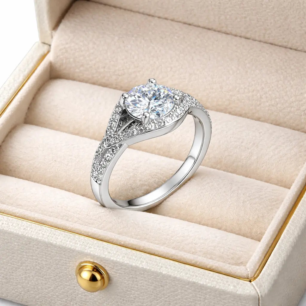 JZ25 1CT Sterling Silver S925 Moissanite Diamond 50%offamazon