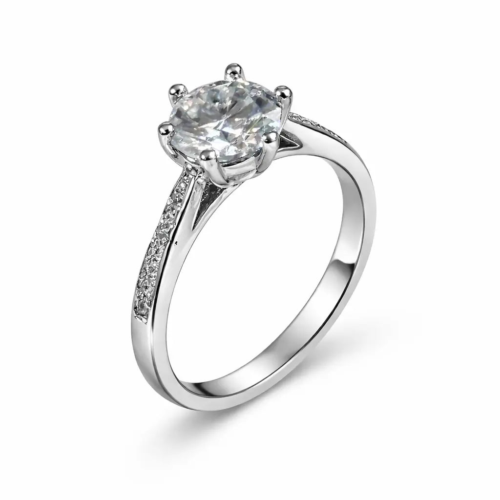 JZ06 1CT Sterling Silver S925 Moissanite Diamond Rings 50%offamazon