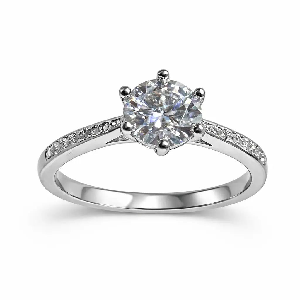JZ06 1CT Sterling Silver S925 Moissanite Diamond Rings 50%offamazon