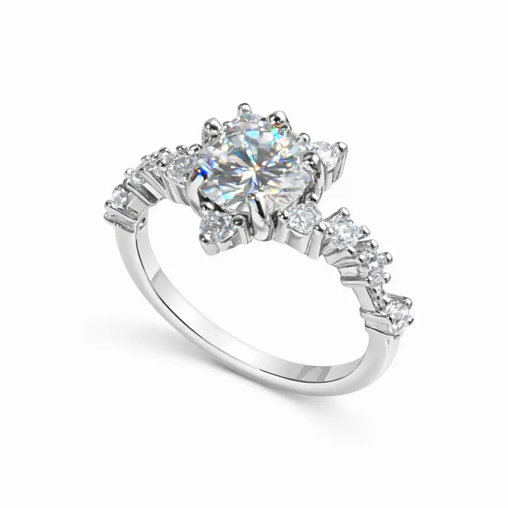JZ10 1.CT Sterling Silver S925 Moissanite Diamond Ring 50%offamazon