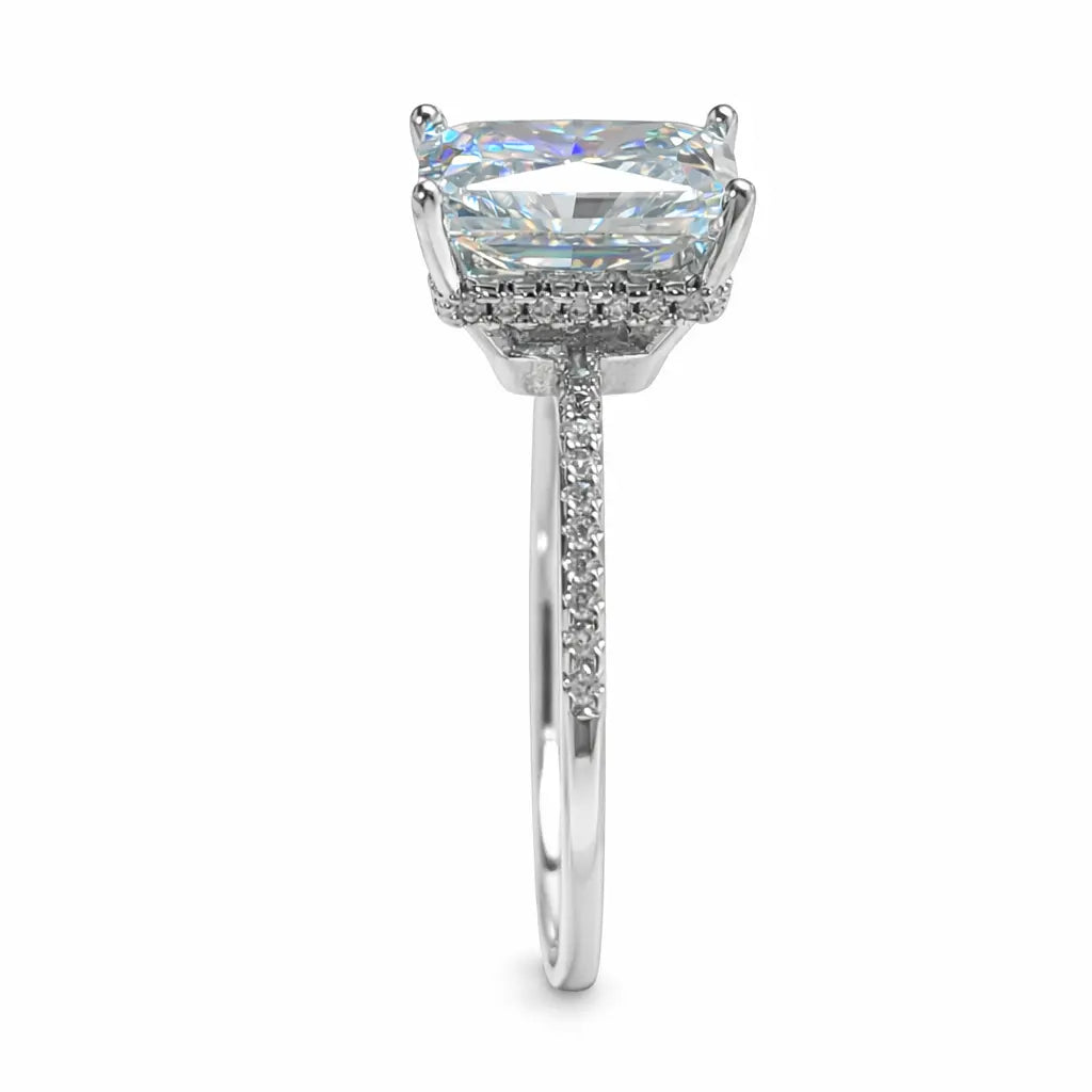 JZ63 4CT Princess Cut Halo Moissanite Ring – Luxury Statement Design 50%offamazon