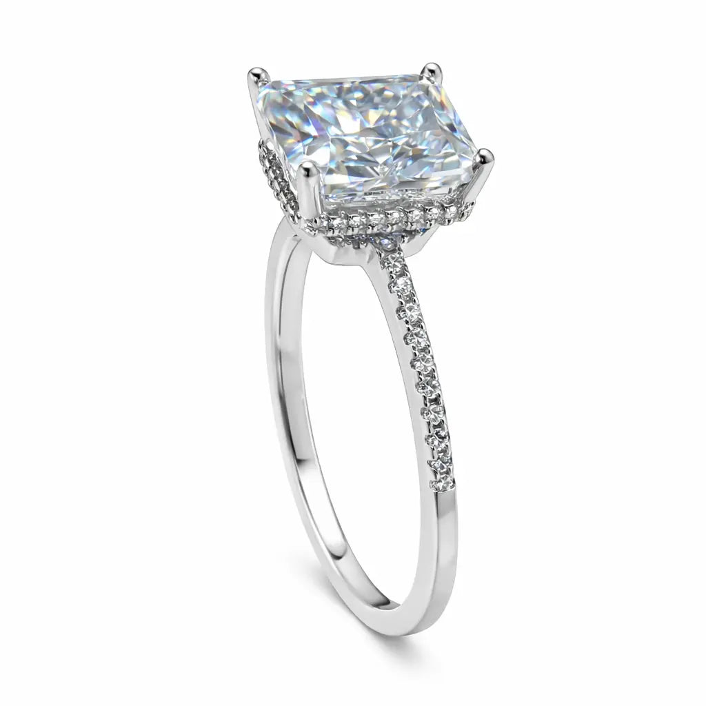 JZ63 4CT Princess Cut Halo Moissanite Ring – Luxury Statement Design 50%offamazon