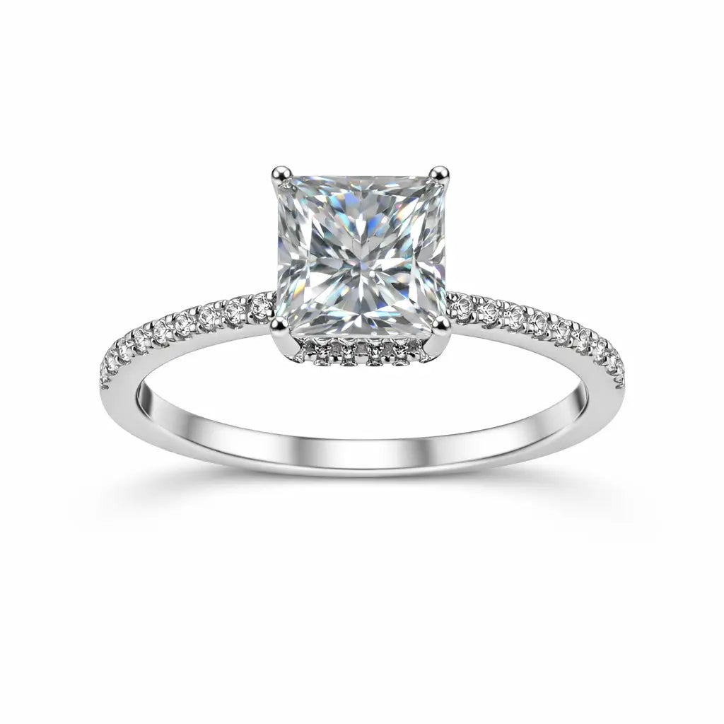 JZ63 4CT Princess Cut Halo Moissanite Ring – Luxury Statement Design 50%offamazon