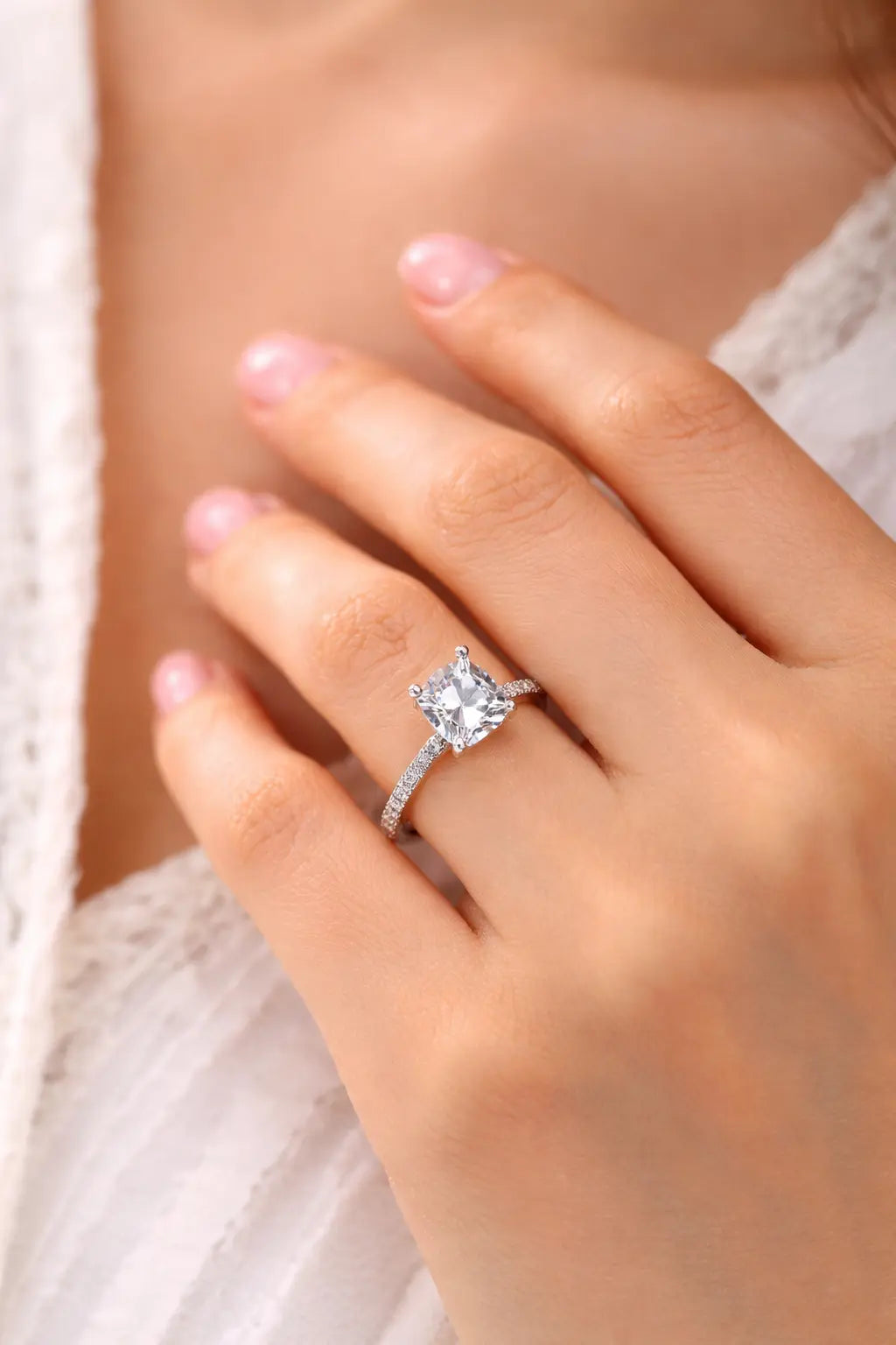 JZ63 4CT Princess Cut Halo Moissanite Ring – Luxury Statement Design 50%offamazon