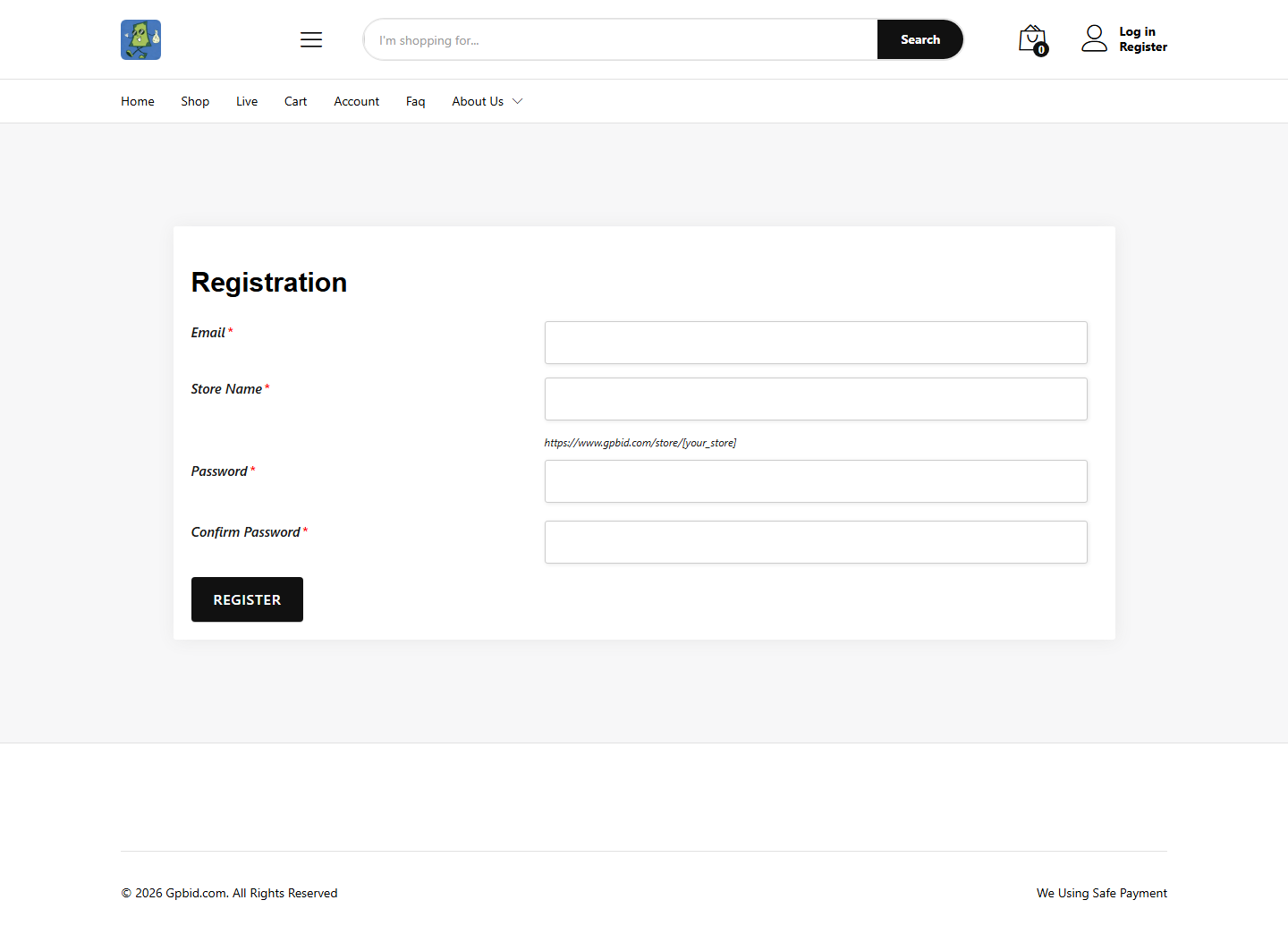 Web: Vendor registration