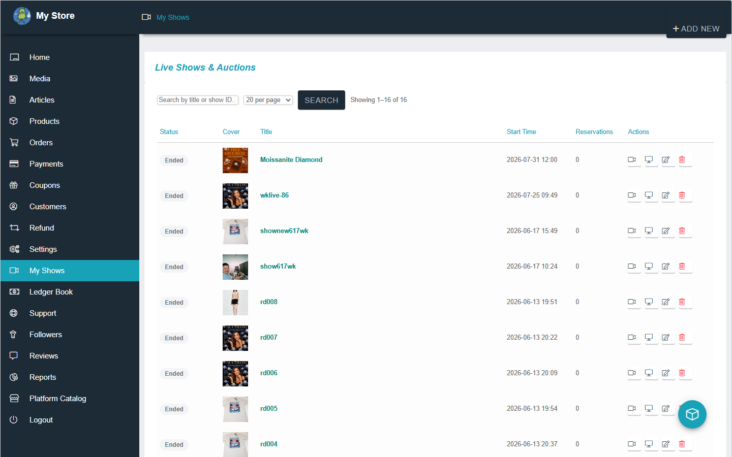 Web: My Shows
